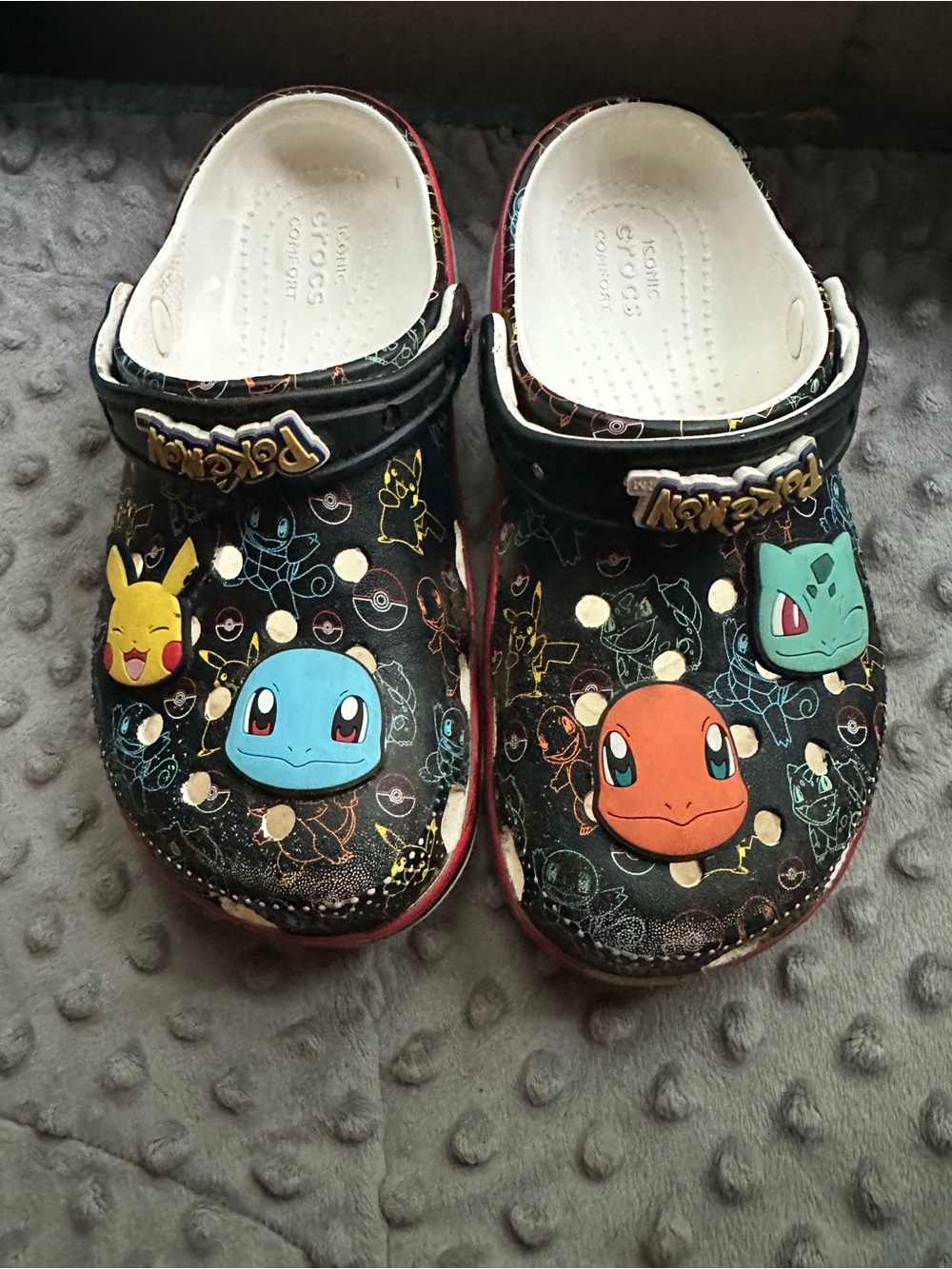 CROCS Kids Black Pokémon Clog Sandals with Colorful Character Jibbitz size 13